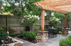 Landscaped Garden and Patio with timber shelter